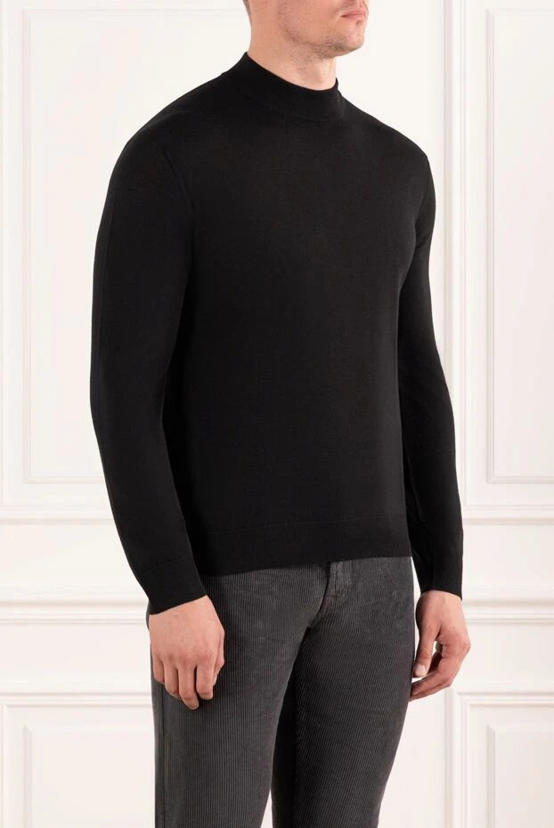 Cesare di Napoli black wool jumper with a stand-up collar 190463 - photo 3