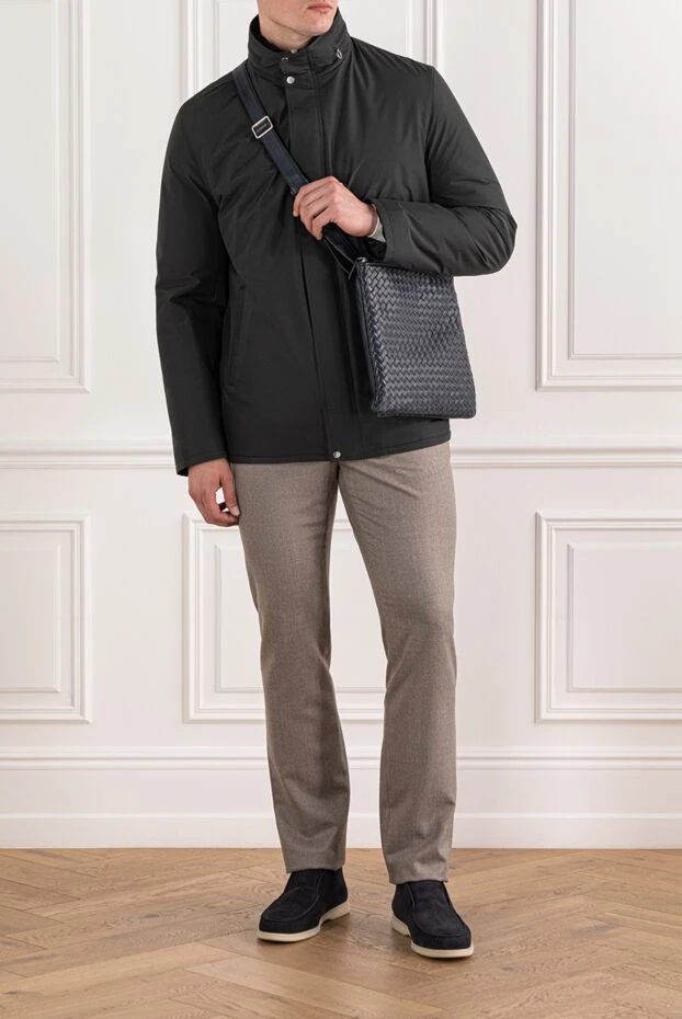 Seraphin мужская куртка черная с меховым воротником и кожаными вставками 190469 - фото 2