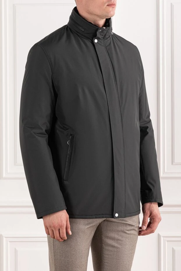 Seraphin мужская куртка черная с меховым воротником и кожаными вставками 190469 - фото 3