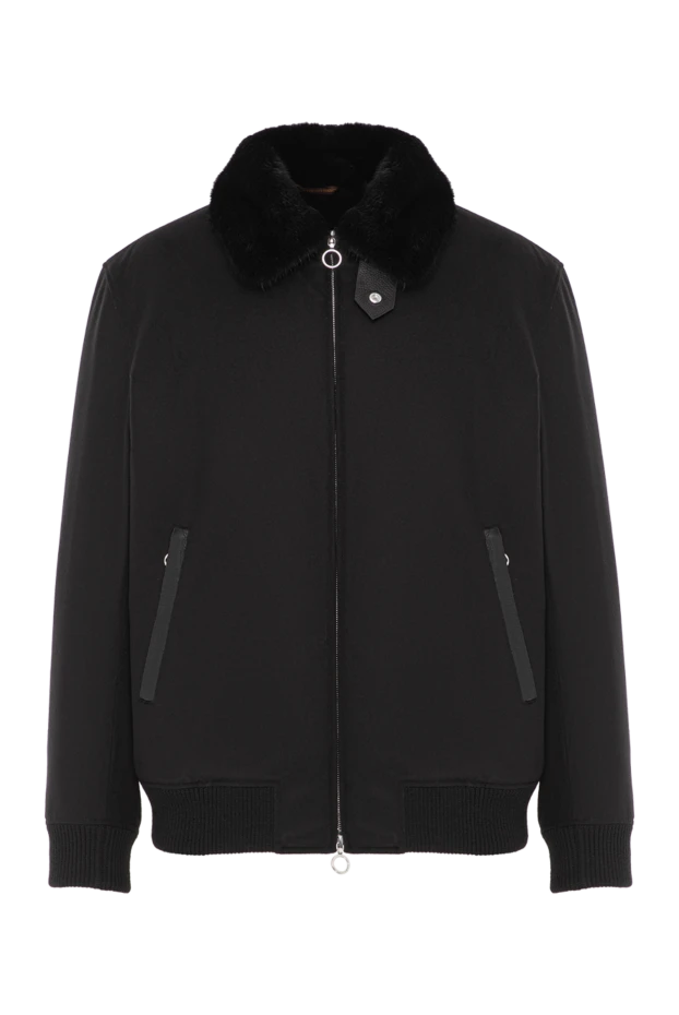 Куртка мужская из кашемира с кожаными деталями и меховой подкладкой
- фото 1