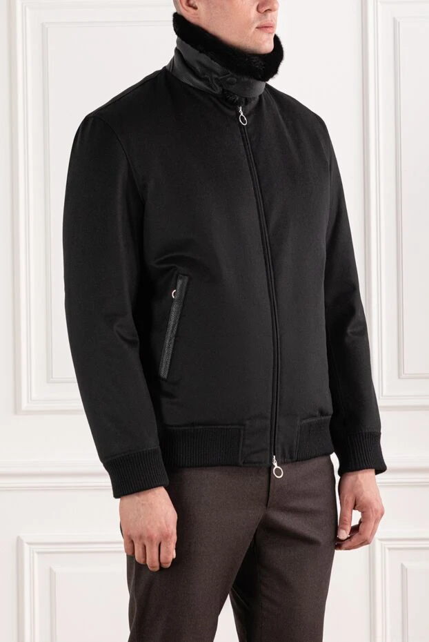 Seraphin men's cashmere jacket with leather details and fur lining
 190471 - photo 3