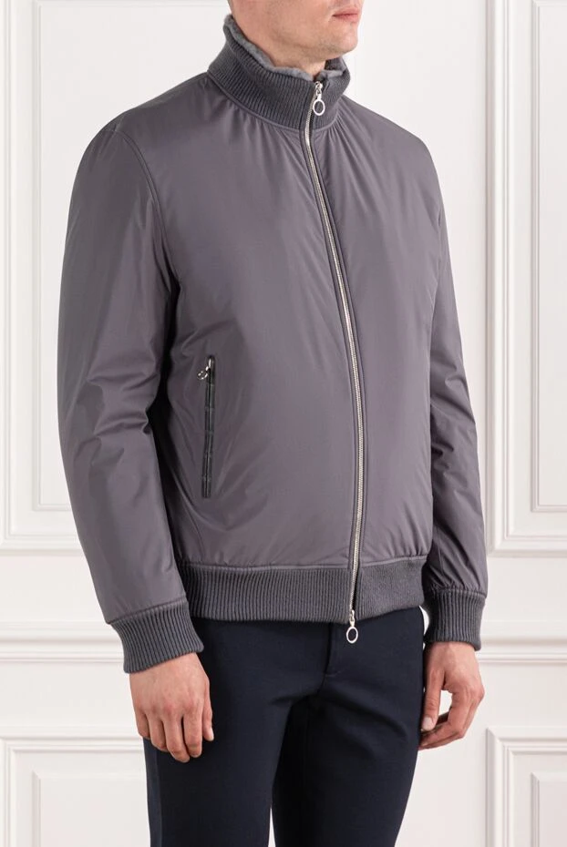 Seraphin men's grey jacket with fur lining and crocodile leather trim
 190472 - photo 3