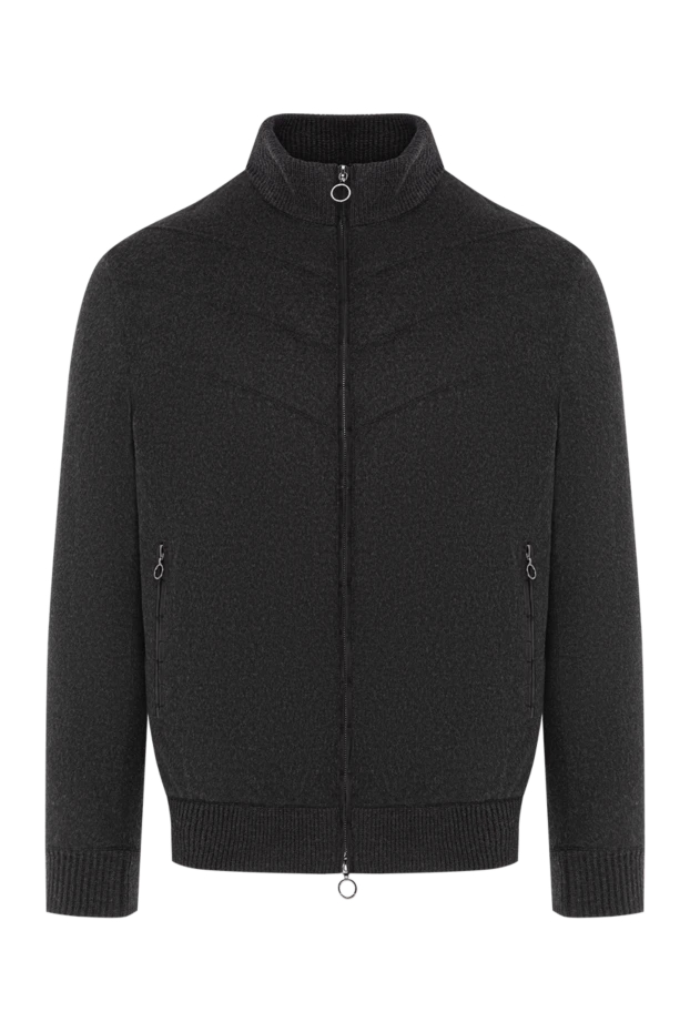 Тері мен қолтырауын былғарыдан жасалған ерлер кашемир күртесі, сұр
- фото 1