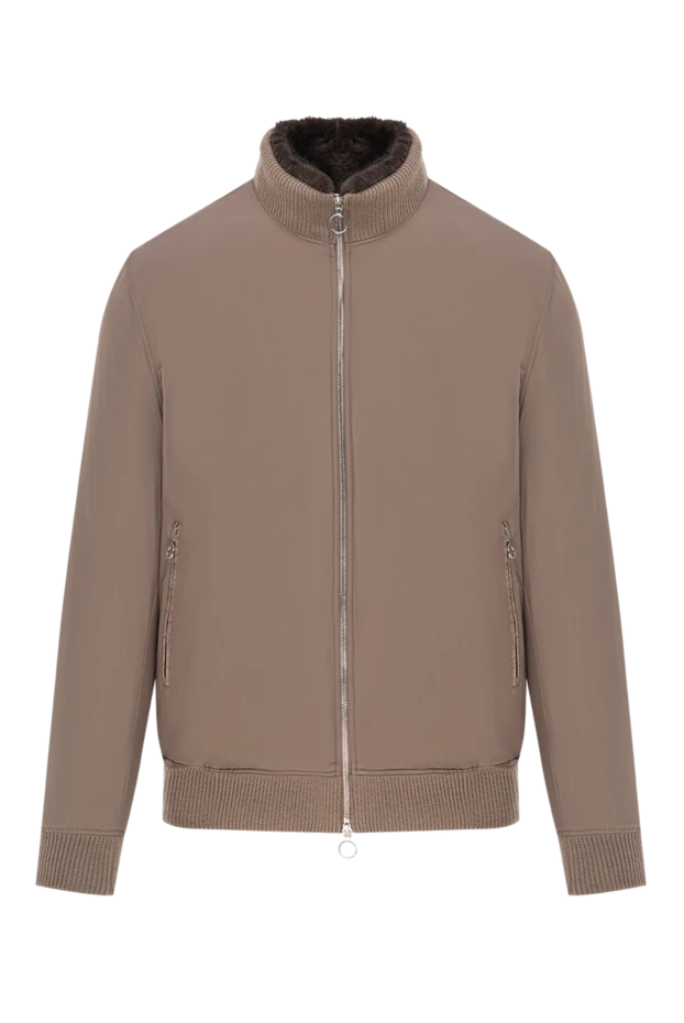 Бомбер мужской на молнии с мехом внутри и деталями из кожи крокодила
- фото 1