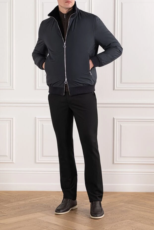 Seraphin куртка мужская тёмно-синяя на меховой подкладке и деталями из кожи крокодила
190477 - фото 2