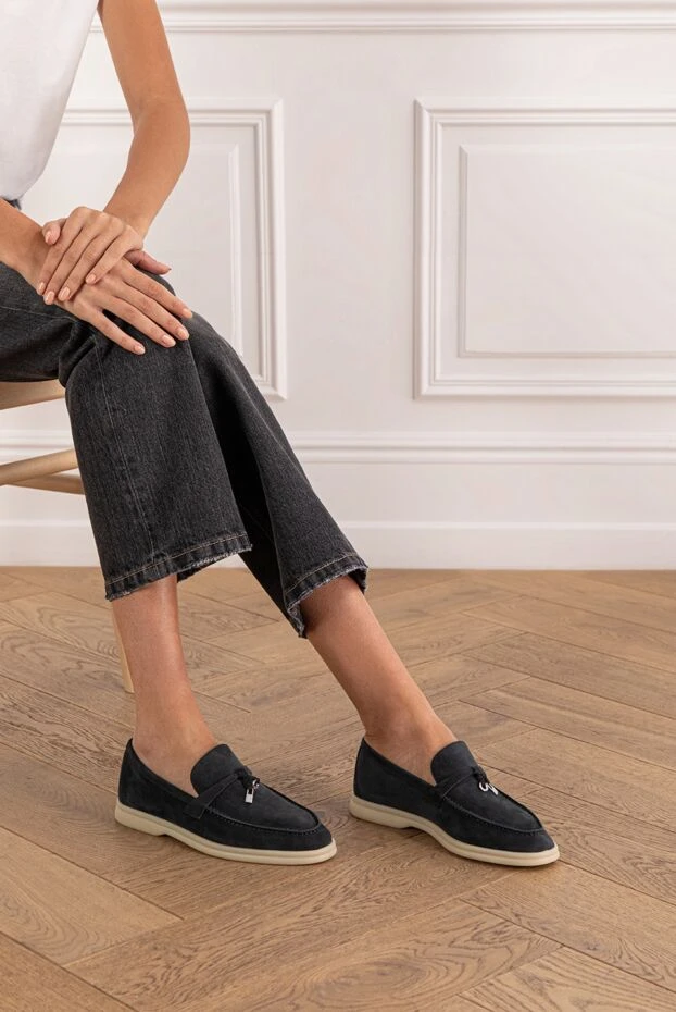 Loro Piana summer charms күдері жаяу лоферлер әйелдер көк 190485 - фото 2