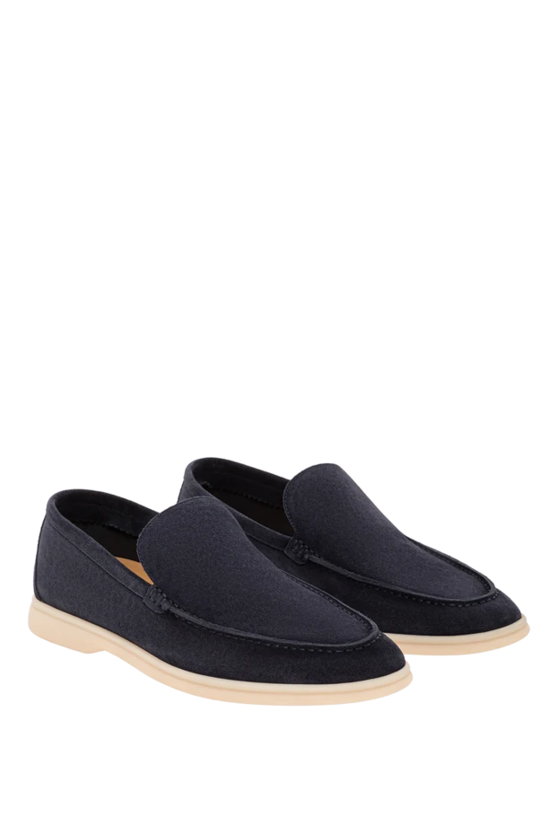 Loro Piana summer suede loafers, handcrafted in blue 190486 - photo 3