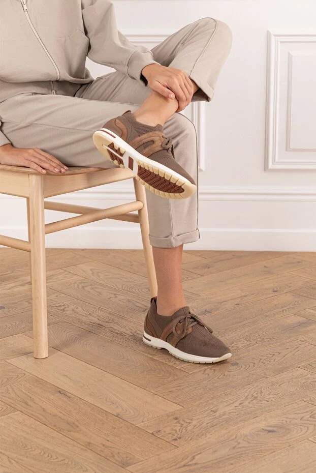 Loro Piana кроссовки коричневые из трикотажной шерсти 360 lp lady flexy walk
 190488 - фото 2