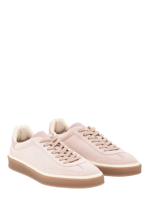 Loro Piana замшевые теннисные кроссовки женские розовые с ультранизким профилем 190490 - фото 3