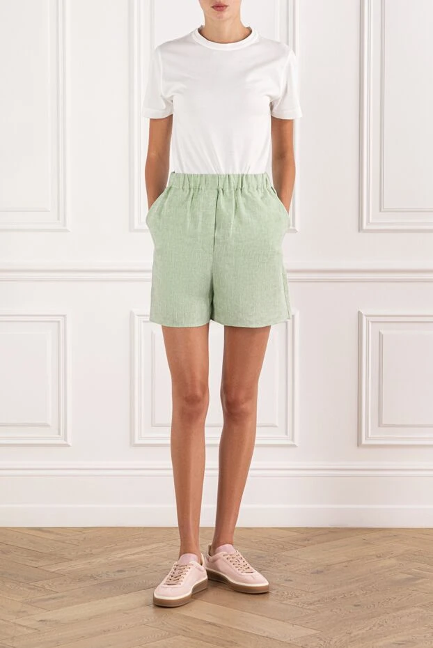 Loro Piana шорты бермуды angelo зеленые из фирменного льна обработанного алоэ вера
 190493 - фото 2