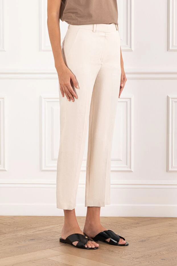 Loro Piana әйелдерге арналған neo derk light классикалық жоғары белді зығыр шалбар
 190494 - фото 3