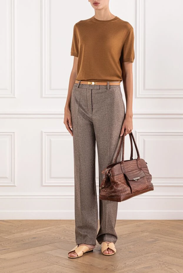 Davey Cashmere Flannel Trousers Womens Brown - photo 2