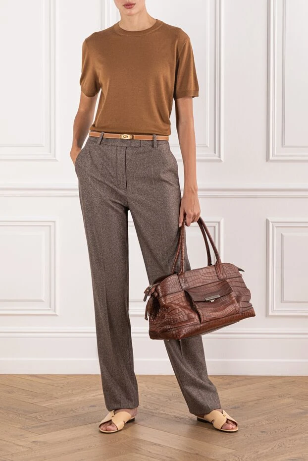 Loro Piana жүннен, жібектен және кашемирден тігілген қысқа жеңді әйелдер джемпері 190500 - фото 2