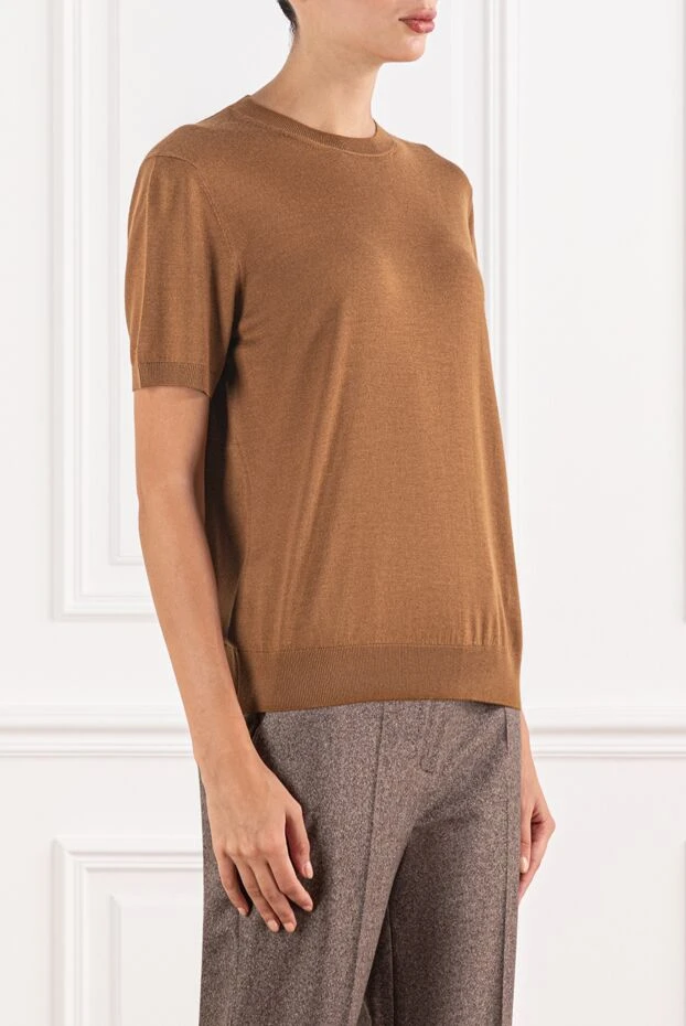 Loro Piana жүннен, жібектен және кашемирден тігілген қысқа жеңді әйелдер джемпері 190500 - фото 3