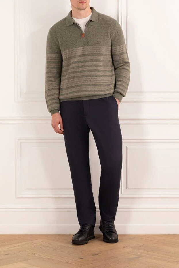 Loro Piana jarno ерлерге арналған көк мақта габардин шалбары 190505 - фото 2