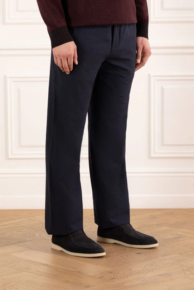 Loro Piana marlyn ерлерге арналған қырлы қырлы шалбар 190506 - фото 3