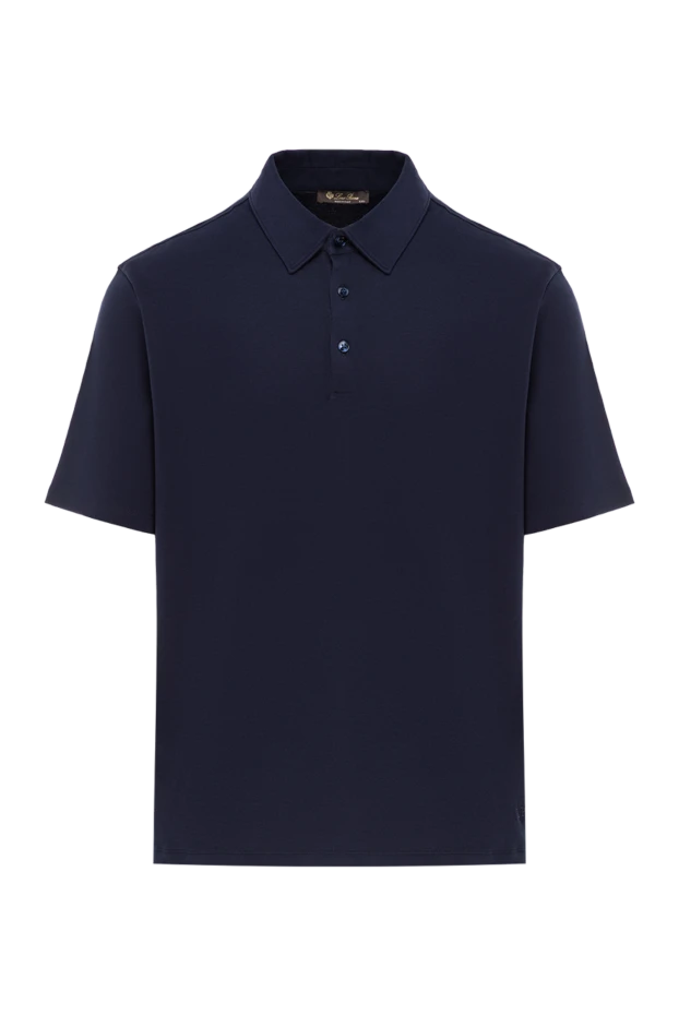 Рубашка-поло Tremezzo мужская синяя из изысканного трикотажа интерлок - фото 1