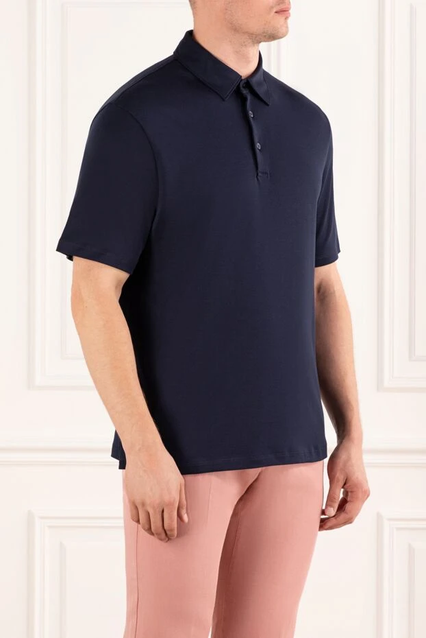 Loro Piana tremezzo men's blue polo shirt made of exquisite interlock knitwear 190509 - photo 3