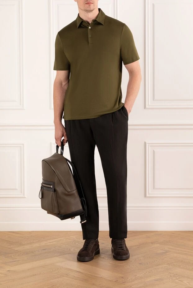 Loro Piana tremezzo men's green polo shirt made of exquisite interlock knitwear 190511 - photo 2