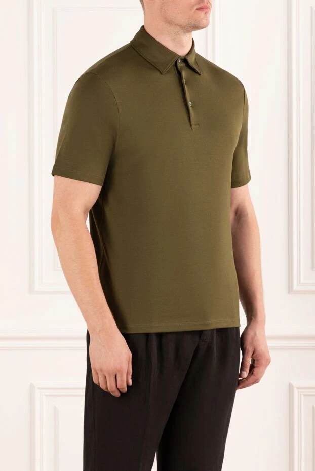 Loro Piana tremezzo men's green polo shirt made of exquisite interlock knitwear 190511 - photo 3