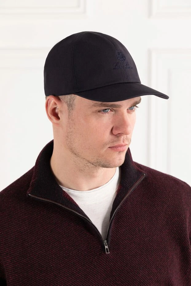 Loro Piana men's blue baseball cap made of cotton gabardine with water-repellent impregnation 190512 - photo 2