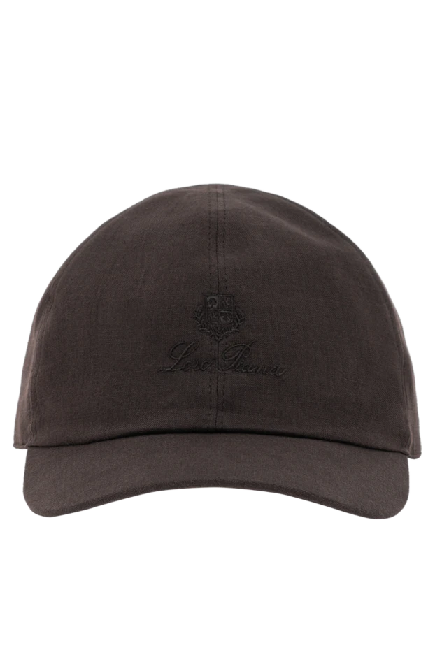 Коричневая мужская бейсболка из льна обработана мягким алоэ вера - фото 1