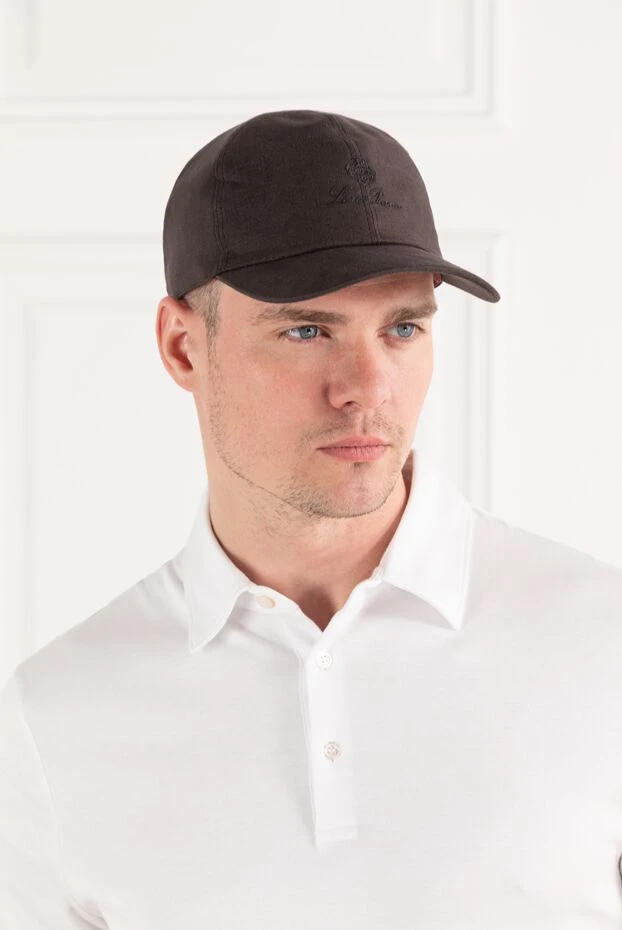 Коричневая мужская бейсболка из льна обработана мягким алоэ вера - фото 2