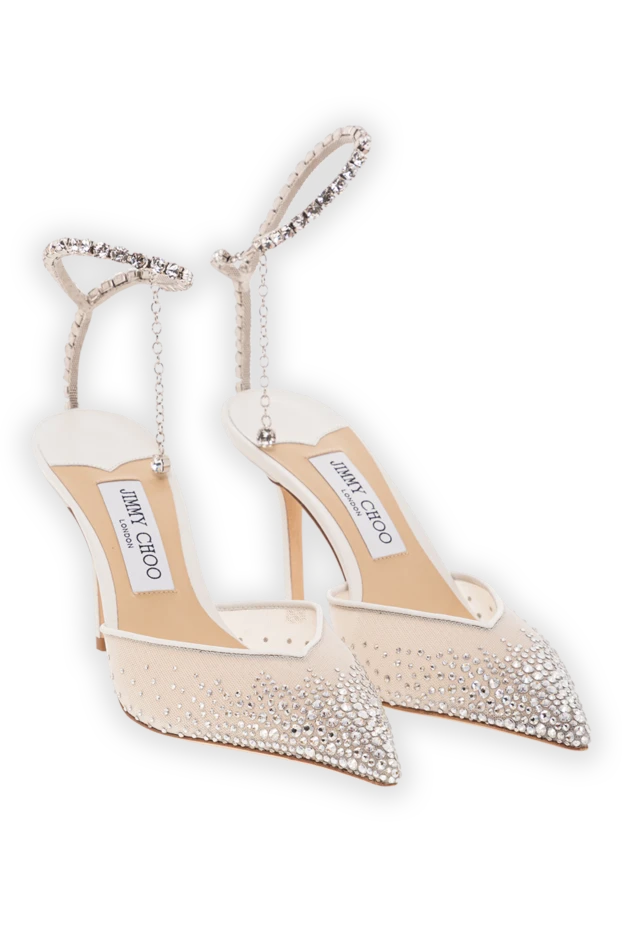 Jimmy Choo культовые босоножки saeda85 из сетчатой ​​ткани украшенной кристаллами 190518 - фото 3