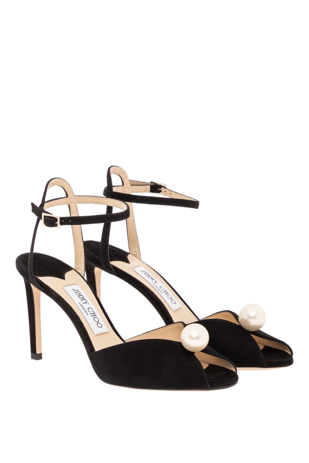 Jimmy Choo босоножки черные sacora в винтажном стиле из замши с жемчужной сферой 190519 - фото 3