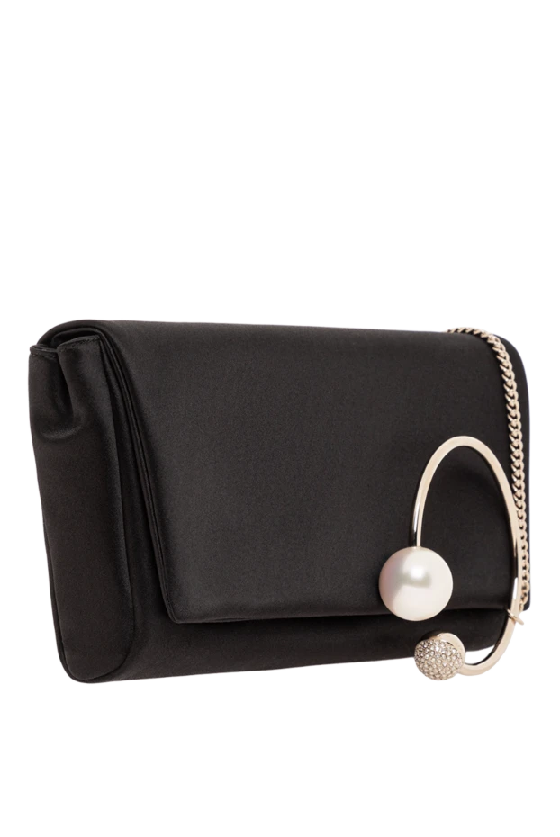 Jimmy Choo клатч вечерний чёрный из сатина с жемчужным декором 190524 - фото 3