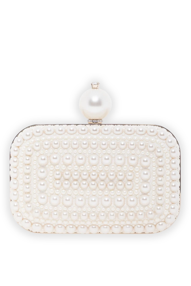 Cloud White Suede All Over Pearl Clutch Bag - photo 1