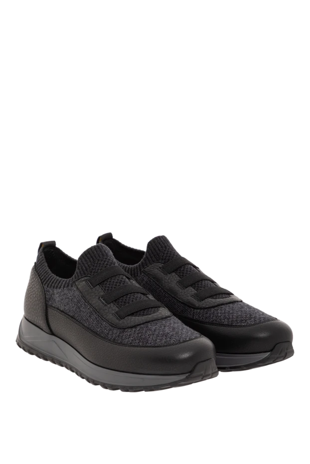 Doucal`s мужские черные кроссовки с шерстяным верхом и кожаными вставками
 190529 - фото 3