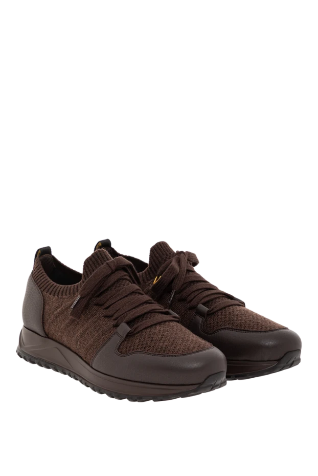 Doucal`s коричневые мужские кроссовки из натуральной кожи и теплой шерсти
 190530 - фото 3