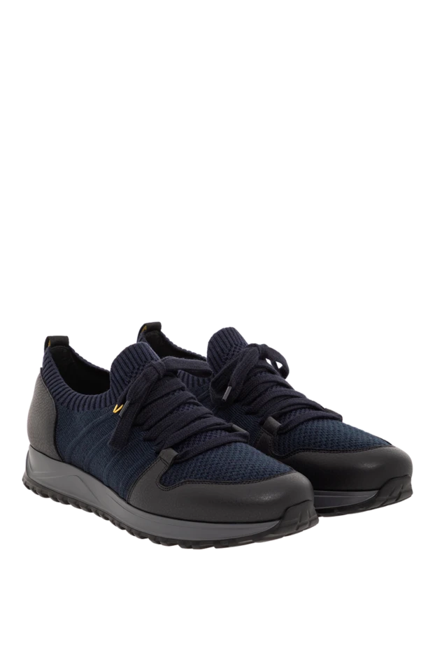 Doucal`s темно-синие кроссовки из шерсти с кожаной отделкой 190532 - фото 3