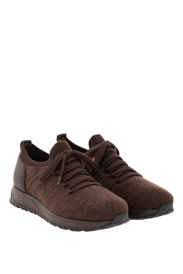 Doucal`s кроссовки из трикотажа коричневые с кожей на пятке и рельефной подошвой 190533 - фото 3