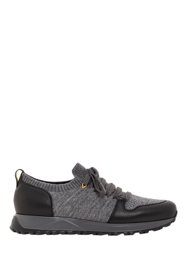 Сұр жүннен және шынайы былғарыдан жасалған кездейсоқ кроссовкалар - фото 1