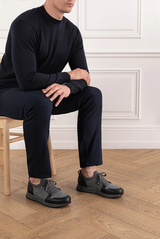 Doucal`s сұр жүннен және шынайы былғарыдан жасалған кездейсоқ кроссовкалар 190534 - фото 2