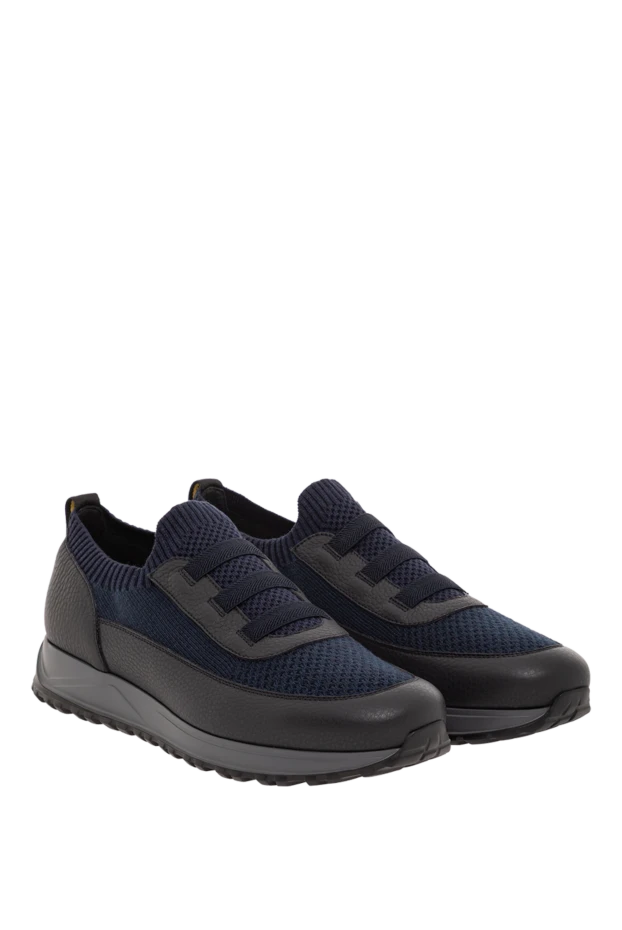 Doucal`s кроссовки из шерсти с кожаной отделкой и утепленной подошвой синие
 190536 - фото 3