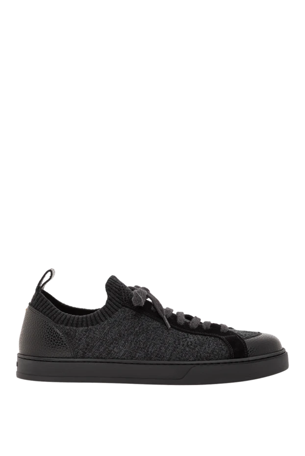 Мужские серые сникеры с кожаными вставками и шерстяным верхом - фото 1