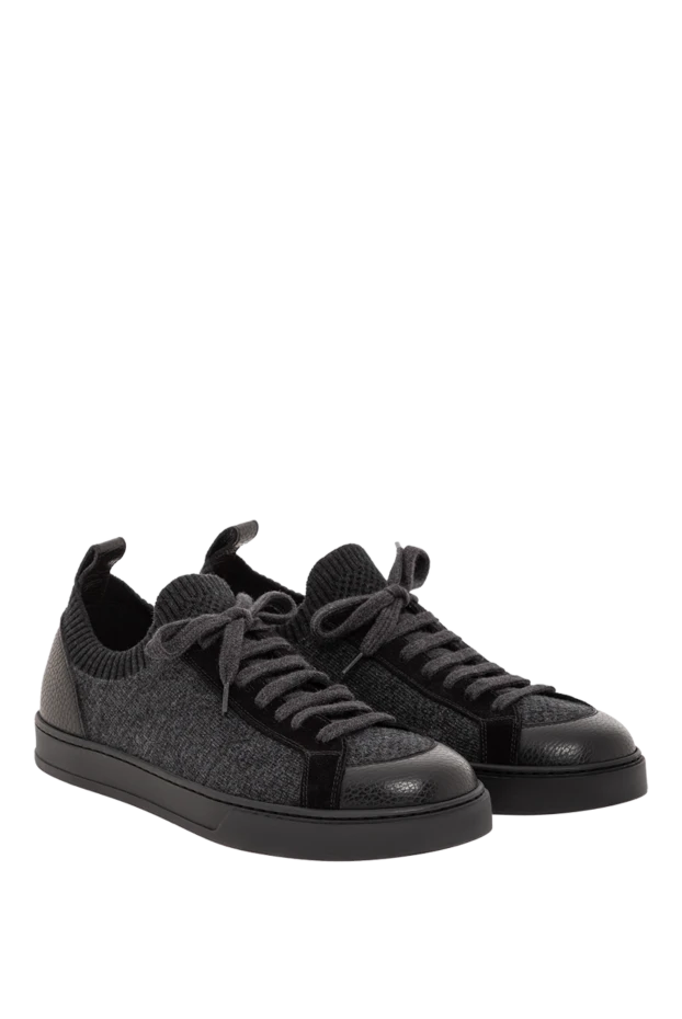 Doucal`s мужские серые сникеры с кожаными вставками и шерстяным верхом 190539 - фото 3