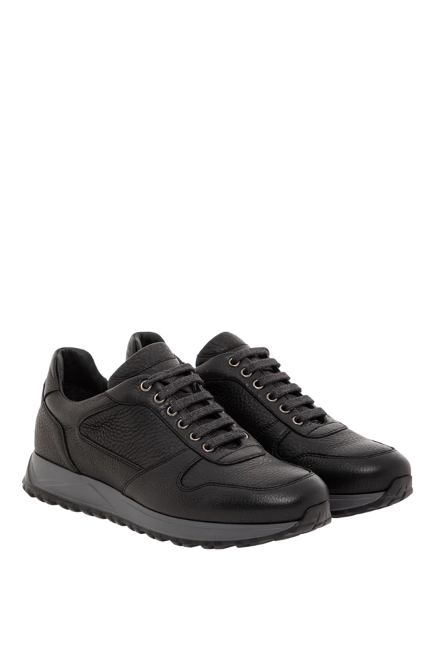 Doucal`s черные кроссовки из зернистой кожи с шнуровкой 190540 - фото 3