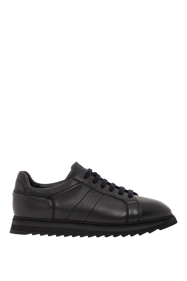 Қара кроссовкалар рельефті табаны бар шынайы былғарыдан жасалған
- фото 1