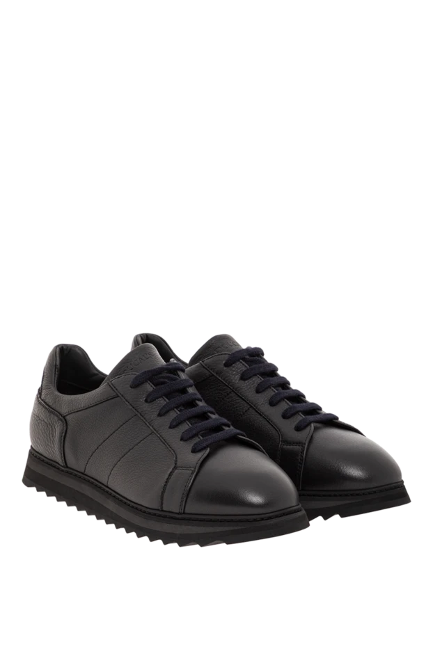 Doucal`s черные кроссовки из натуральной кожи с рельефной подошвой
 190541 - фото 3