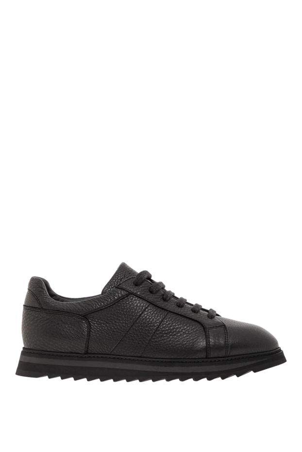 Мужские кожаные кроссовки с зубчатой подошвой - фото 1