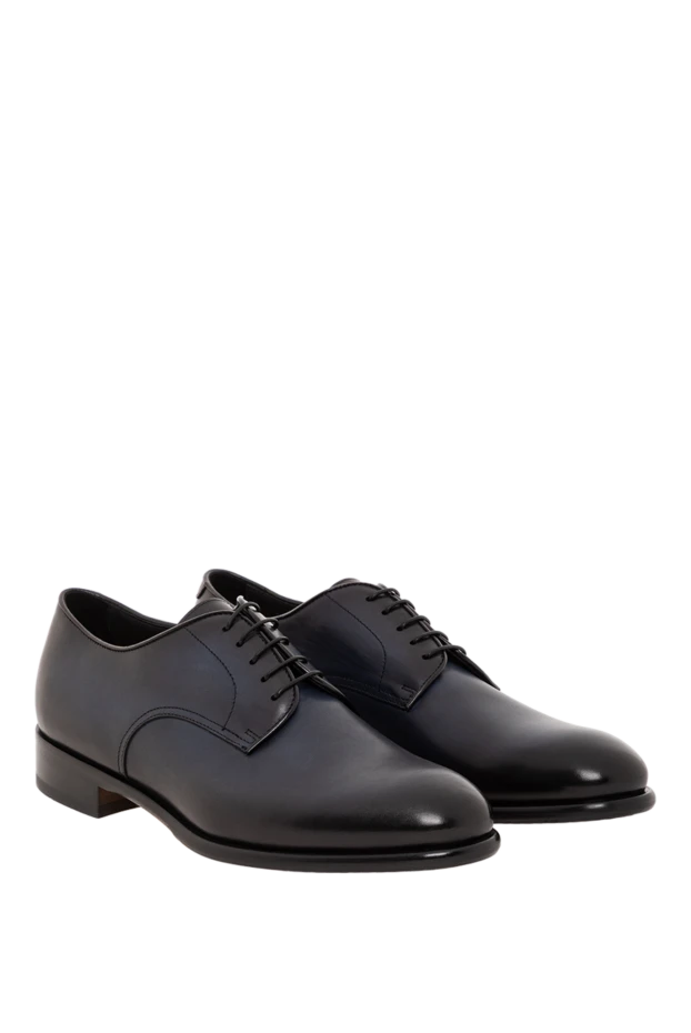 Doucal`s мужские туфли дерби из натуральной кожи в синем цвете 190543 - фото 3