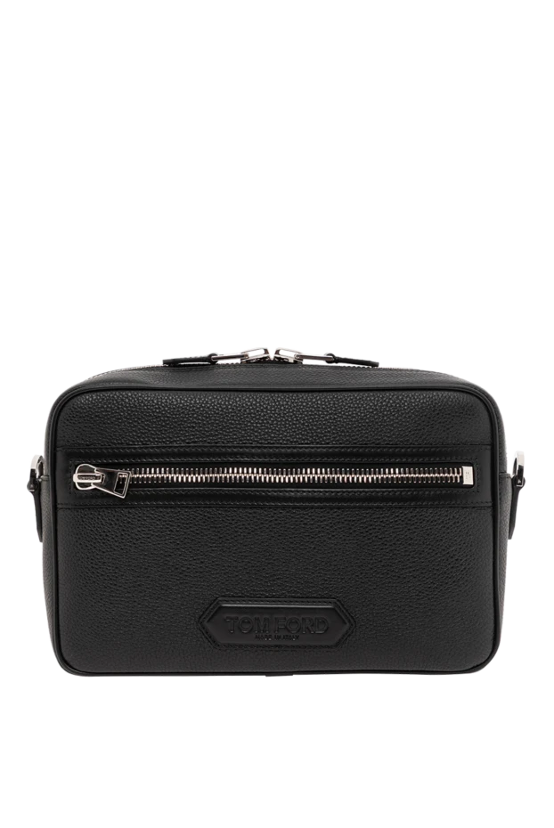 Орташа өлшемді шынайы қара былғарыдан жасалған мессенджер сөмкесі
- фото 1