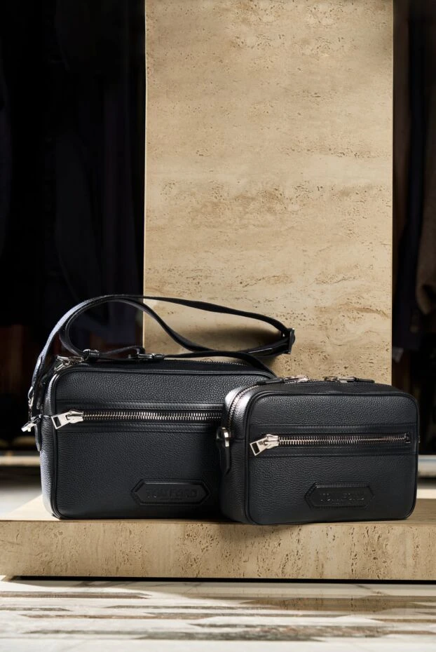 Tom Ford шынайы қара былғарыдан жасалған шағын мессенджер сөмкесі
 190548 - фото 2