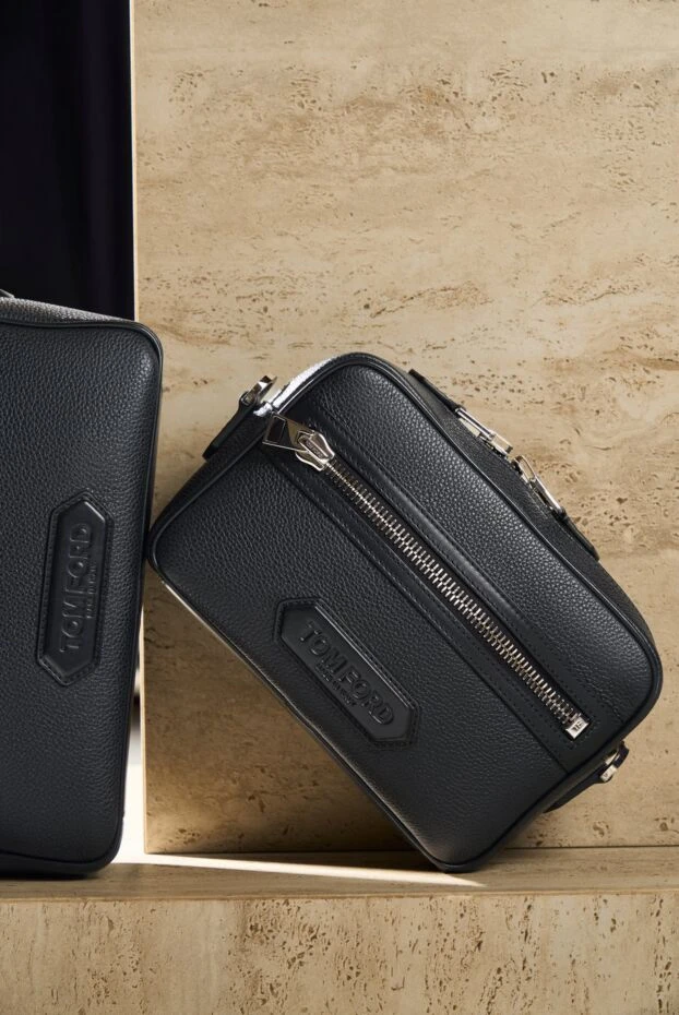 Tom Ford шынайы қара былғарыдан жасалған шағын мессенджер сөмкесі
 190548 - фото 3