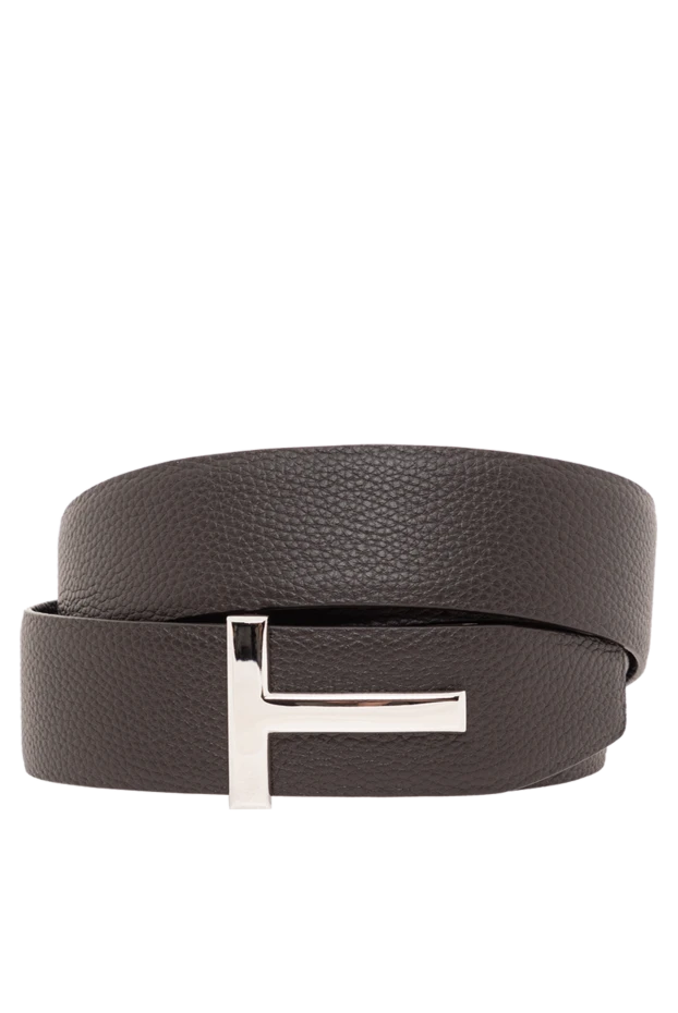 Reversible brown genuine leather belt with T-bar buckle - photo 1