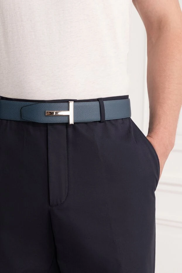 Tom Ford двусторонний синий ремень из натуральной кожи с т-образной пряжкой 190554 - фото 2